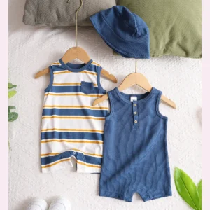 Baby Boy 0-18 Months Summer Onesie and Hat Set