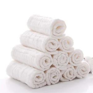Baby Muslin Washcloths Natural Cotton, 2- 12"x12"