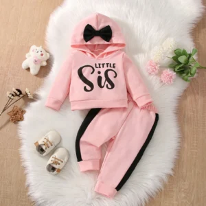 Age 3M-3Y - 2Pc Baby Girl Hoodie Set w/bow