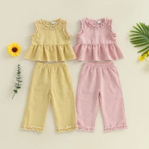 Toddler Girls Sleeveless Ruffle Tank and Pants Set
