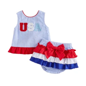 Baby Girl/Toddler 4th of July Skort and Shirt Set