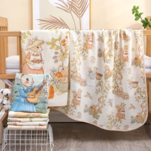 Pure Cotton Gauze Baby Bath Towel/Blanket