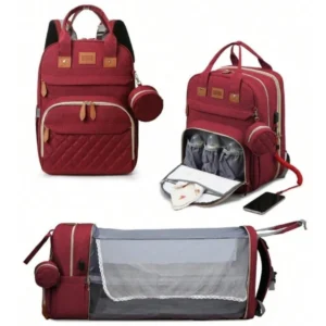 Large Foldable Diaper Bag with Changing Station & Bed