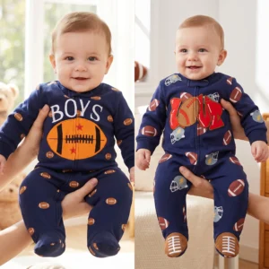 Navy Blue Pure Cotton Baby Footies Onesies